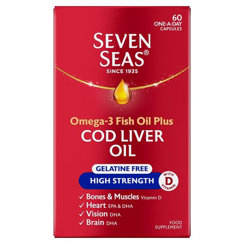 Seven Seas Cod Liver Oil High Strength Gelatine Free 60 Capsules