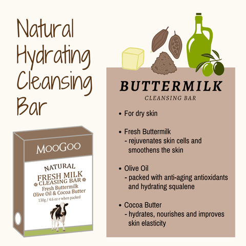 MooGoo Natural Hydrating Cleansing Soap Bar - Buttermilk