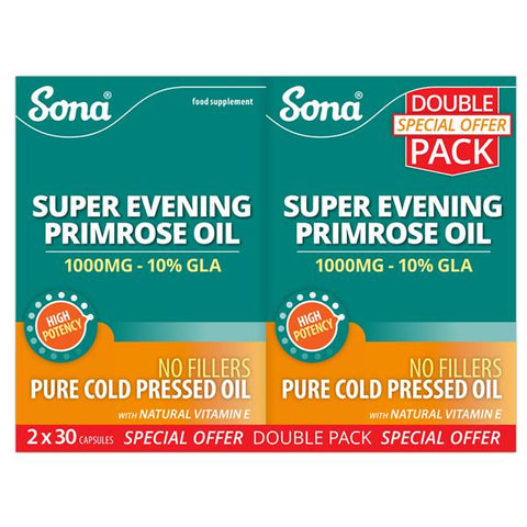 Sona Evening Primrose Oil 1000mg Twin Pack Capsules 60 (30X2)
