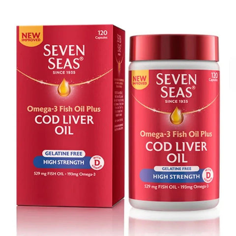 Seven Seas Cod Liver Oil High Strength Gelatine Free 120 Capsules