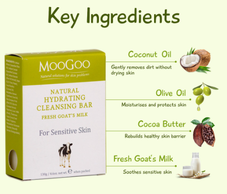 MooGoo Natural Hydrating Cleansing Soap Bar - Goat's Milk