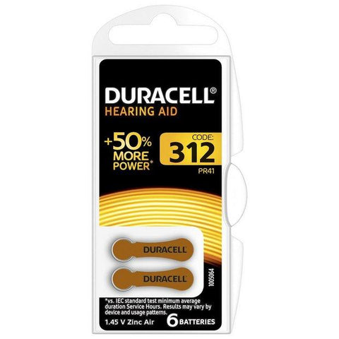 Duracell Activair Hearing Aid Batteries Size 312 - 6 Pack