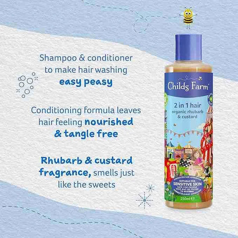 Childs Farm 2 in 1 Hair - Organic Rhubarb & Custard Scent 250ml