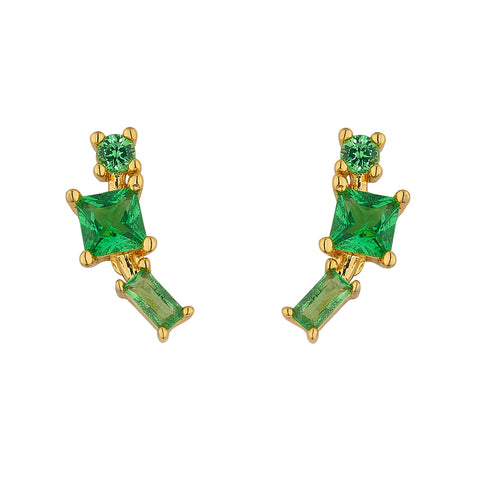 Knight and Day Green Climber Earrings