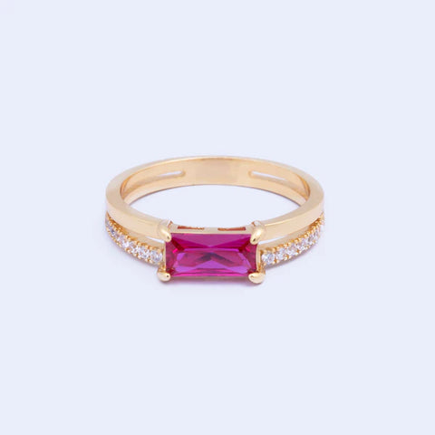Knight and Day Jewellery FUCHSIA BAGUETTE RING Size 8