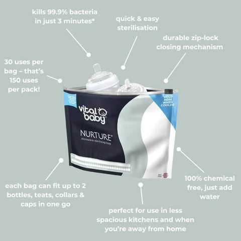 Vital Baby Nurture Microwave Sterilising Bags x5