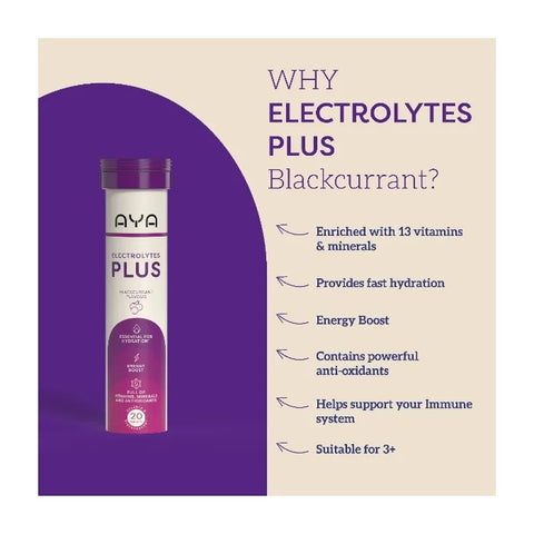 AYA Electrolyte Plus Blackcurrant 20 Tablets