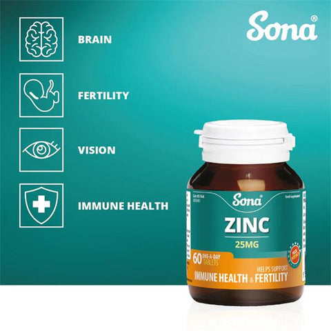 Sona Zinc 25mg x60 Tablets