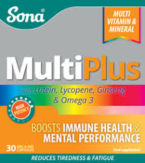 Sona Multiplus with Lutein, Lycopene, Ginseng & Omega 3 - 30 Capsules